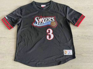 Maillot de Basket #3 Iverson Philadelphia 76ers M&N authentique manche courte Noir